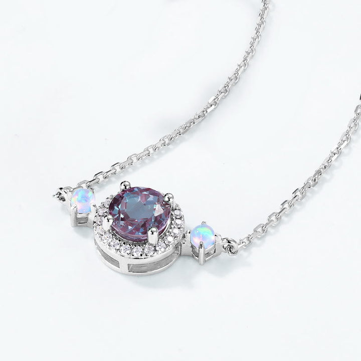 Ensemble de bijoux avec pendentif rond en alexandrite naturelle Olivenorma