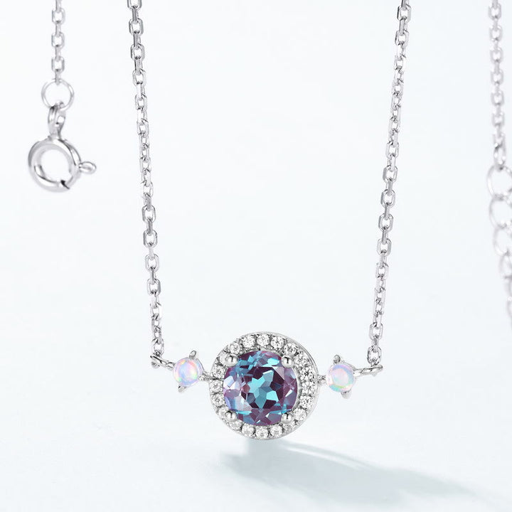 Ensemble de bijoux avec pendentif rond en alexandrite naturelle Olivenorma