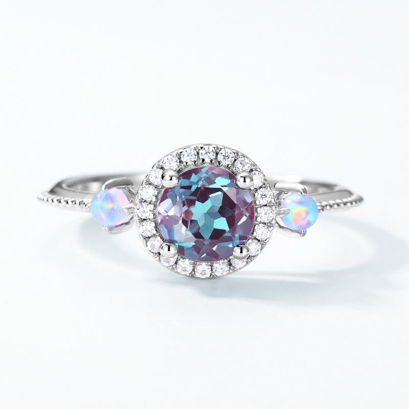 Ensemble de bijoux avec pendentif rond en alexandrite naturelle Olivenorma
