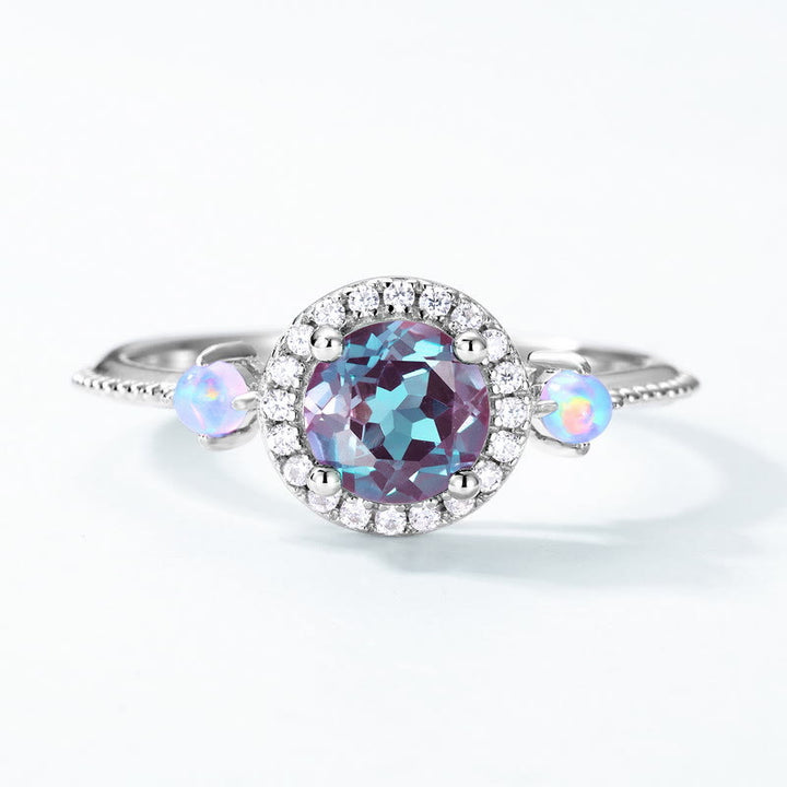 Ensemble de bijoux avec pendentif rond en alexandrite naturelle Olivenorma