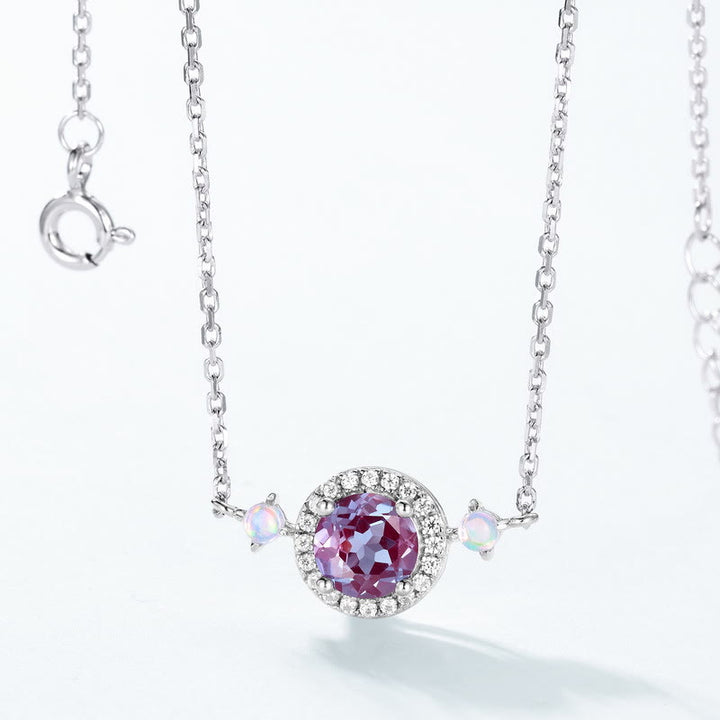 Ensemble de bijoux avec pendentif rond en alexandrite naturelle Olivenorma