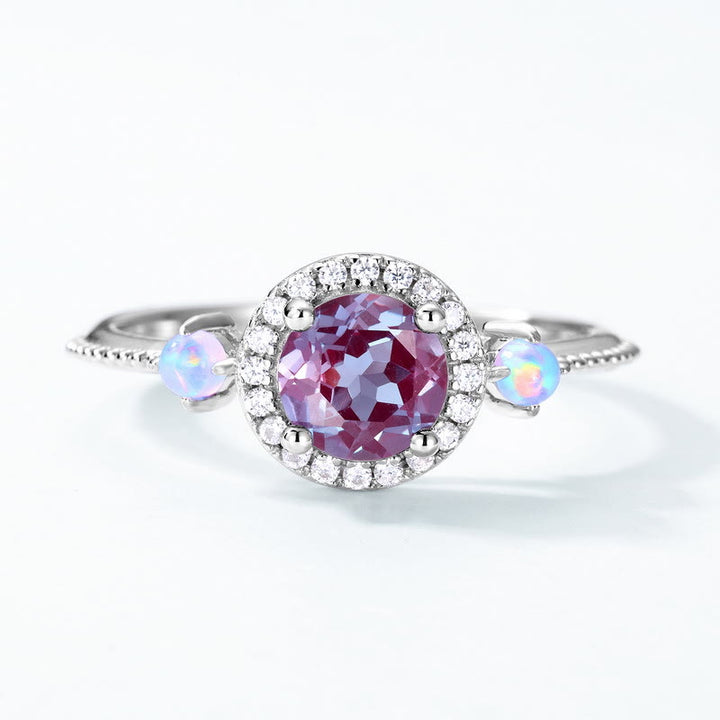 Ensemble de bijoux avec pendentif rond en alexandrite naturelle Olivenorma