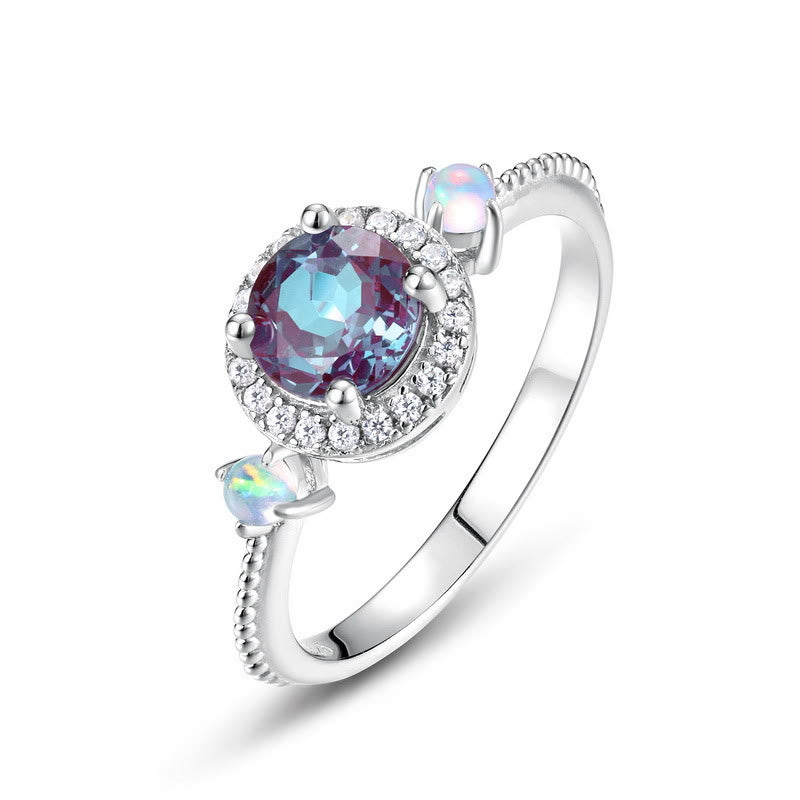 Ensemble de bijoux avec pendentif rond en alexandrite naturelle Olivenorma