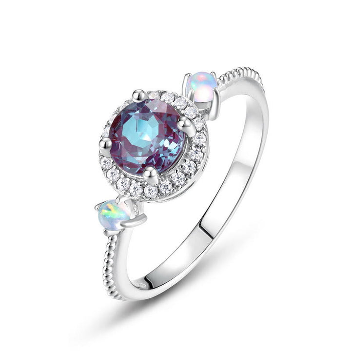 Ensemble de bijoux avec pendentif rond en alexandrite naturelle Olivenorma
