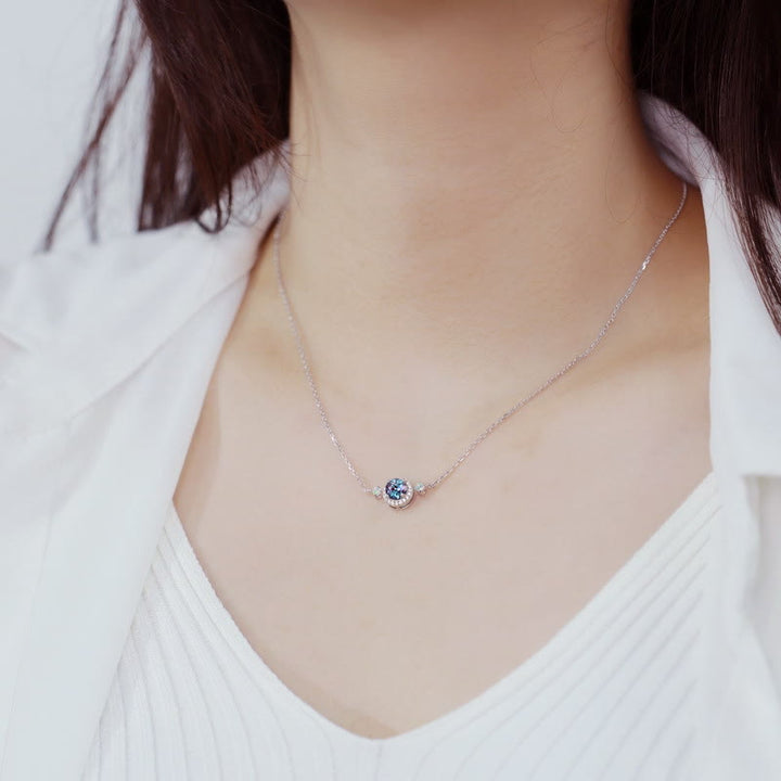 Ensemble de bijoux avec pendentif rond en alexandrite naturelle Olivenorma