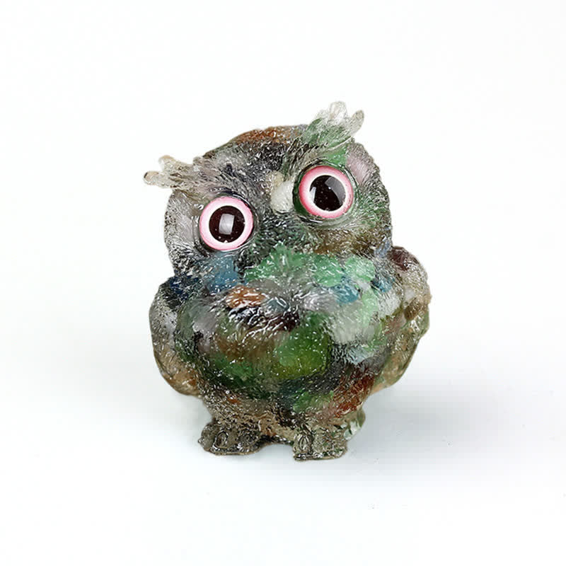 Décoration en pierre précieuse de hibou en cristal naturel Olivenorma