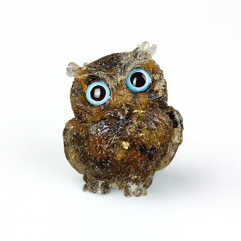 Décoration en pierre précieuse de hibou en cristal naturel Olivenorma