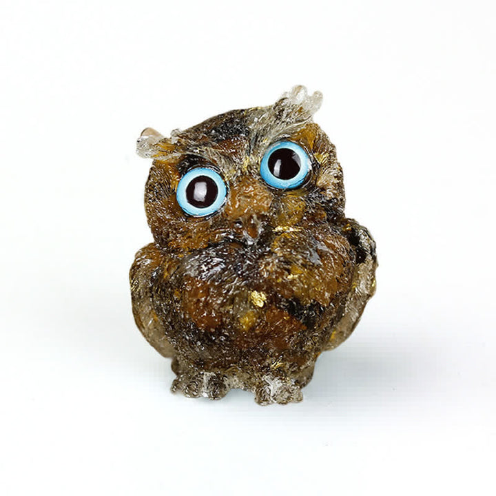 Décoration en pierre précieuse de hibou en cristal naturel Olivenorma