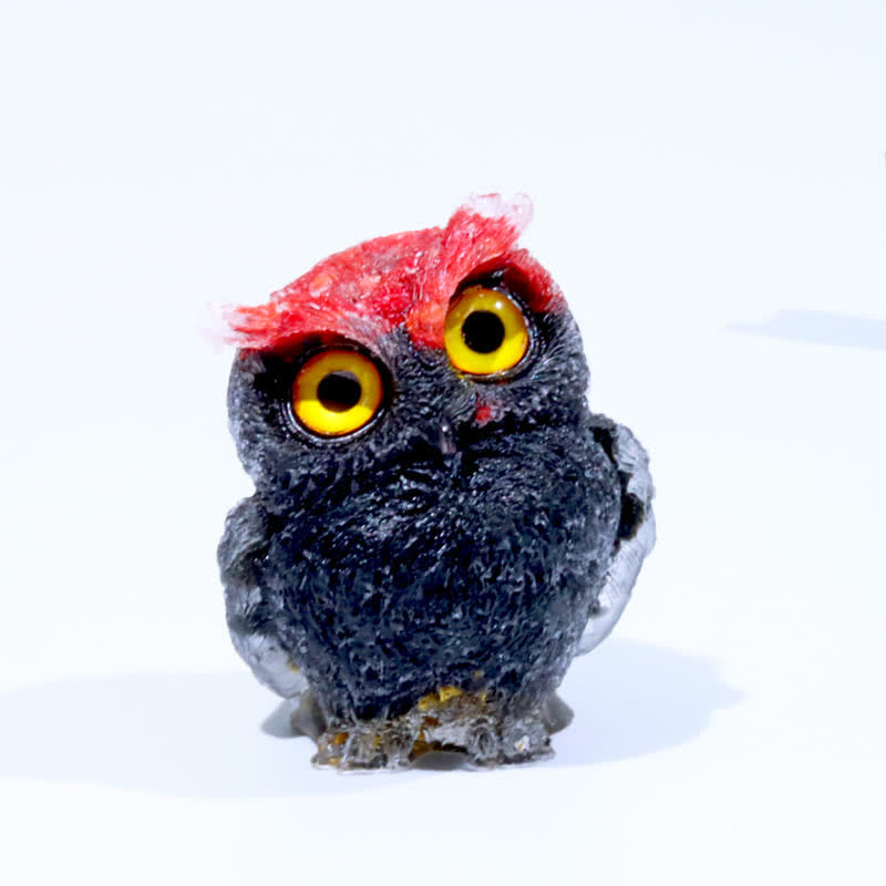 Figurine de hibou en cristal Olivenorma Wise Guardian, décoration en pierre précieuse - Corail rouge et obsidienne - 2,08 po (L) * 1,57 po (l) * 1,45 po (H) - image 87