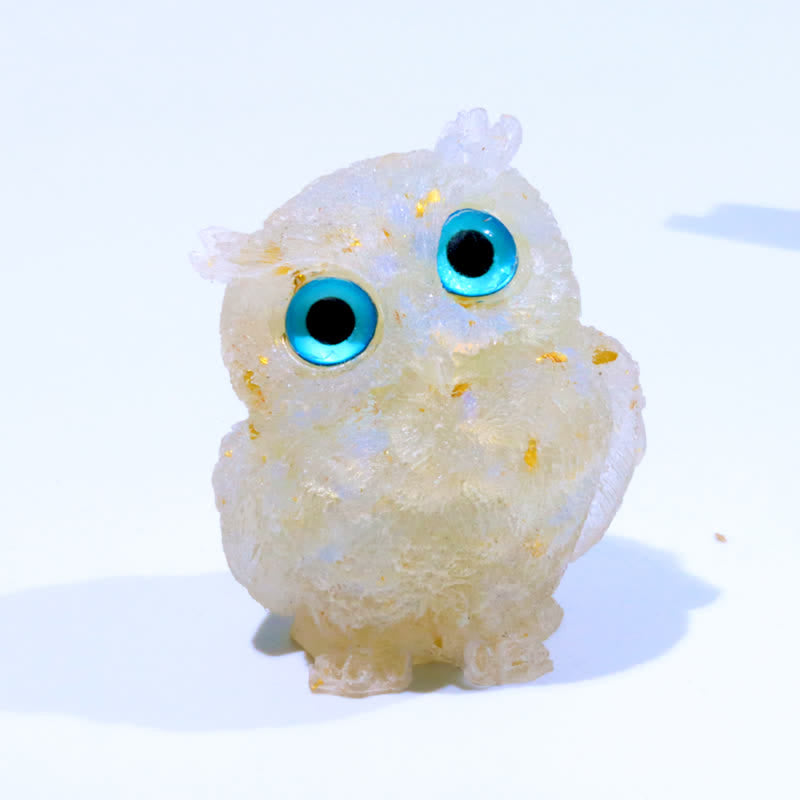 Décoration en pierre précieuse de hibou en cristal naturel Olivenorma