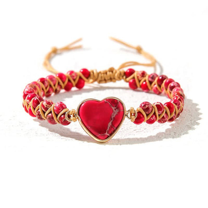 Bracelet tressé de guérison en quartz naturel avec pierre empereur du cœur Olivenorma - Pierre Empereur Rouge Rose #Tresse - image 32