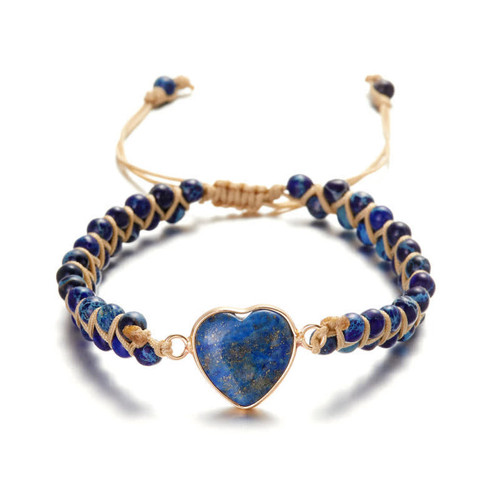 Bracelet tressé de guérison en quartz naturel avec pierre empereur du cœur Olivenorma - Lapia Lazuli#Tresse - image 25