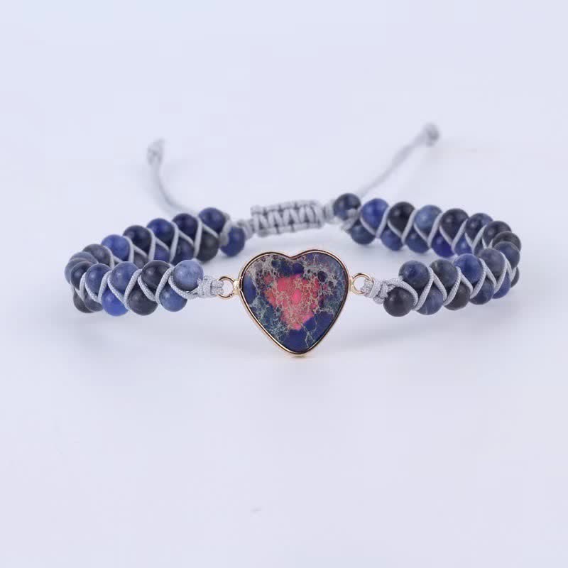 Bracelet tressé de guérison en quartz naturel avec pierre empereur du cœur Olivenorma - Sodalite#Cœur de pierre de l'Empereur bleu - image 43