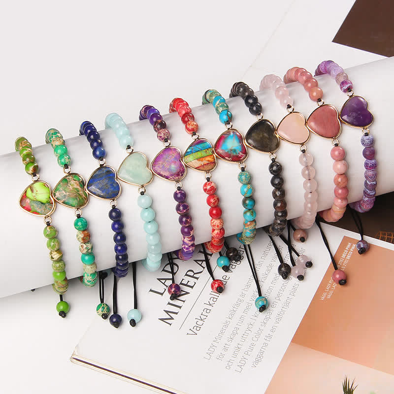 Bracelet tressé de guérison en quartz naturel avec pierre empereur du cœur Olivenorma - image 0