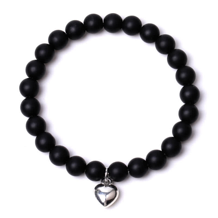Bracelet d'équilibre et de guérison en pierre naturelle de quartz en forme de cœur Olivenorma
