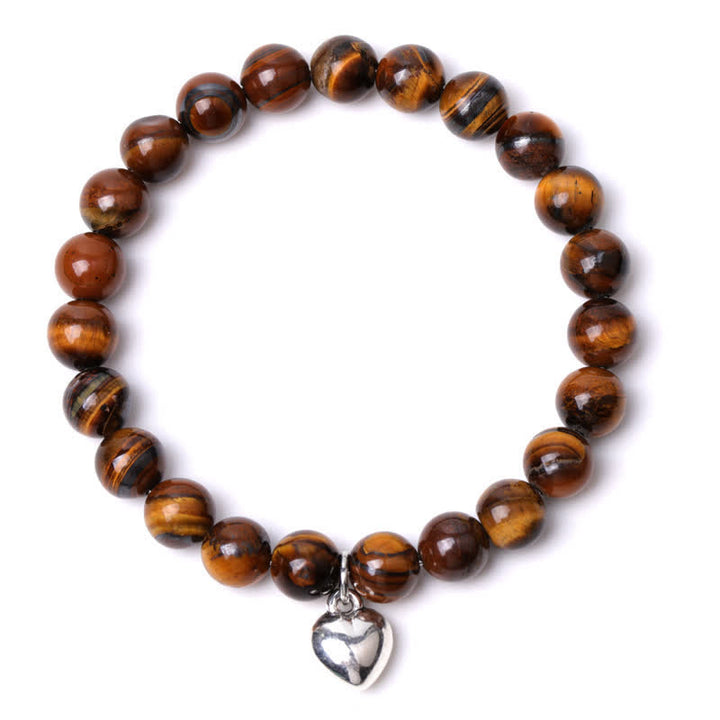 Bracelet d'équilibre et de guérison en pierre naturelle de quartz en forme de cœur Olivenorma