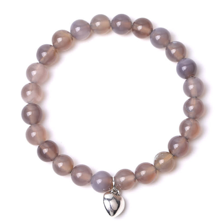 Bracelet d'équilibre et de guérison en pierre naturelle de quartz en forme de cœur Olivenorma
