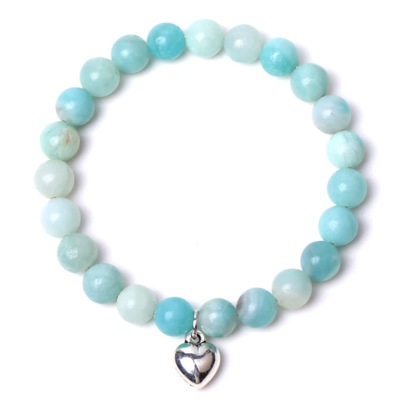 Bracelet d'équilibre et de guérison en pierre naturelle de quartz en forme de cœur Olivenorma