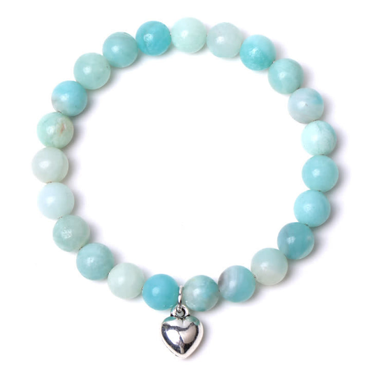 Bracelet d'équilibre et de guérison en pierre naturelle de quartz en forme de cœur Olivenorma