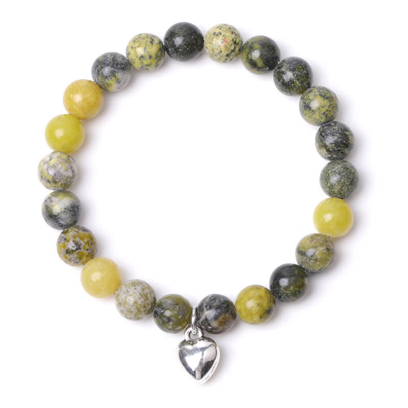 Bracelet d'équilibre et de guérison en pierre naturelle de quartz en forme de cœur Olivenorma