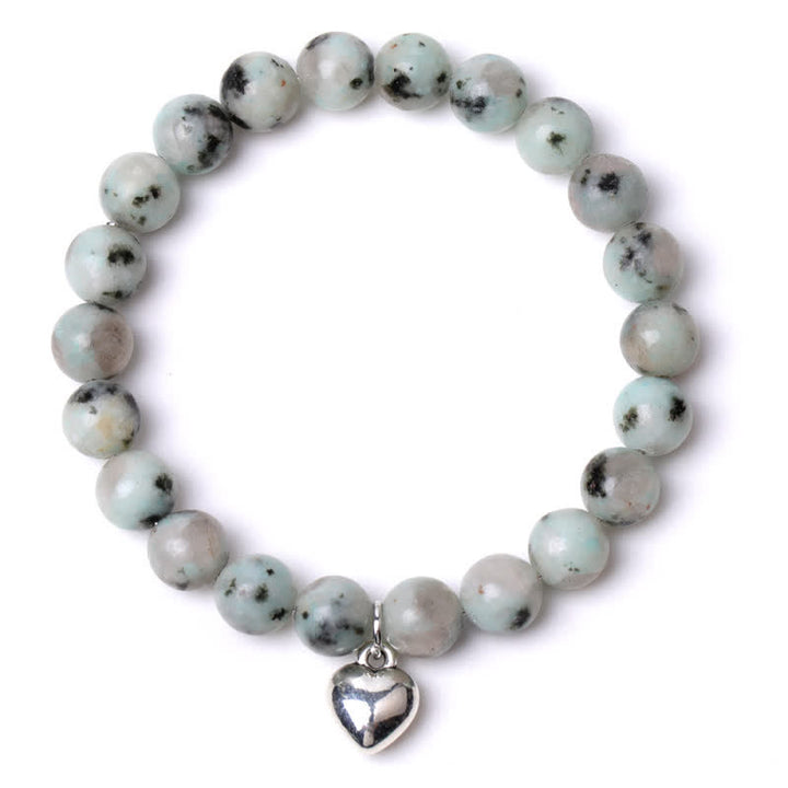 Bracelet d'équilibre et de guérison en pierre naturelle de quartz en forme de cœur Olivenorma