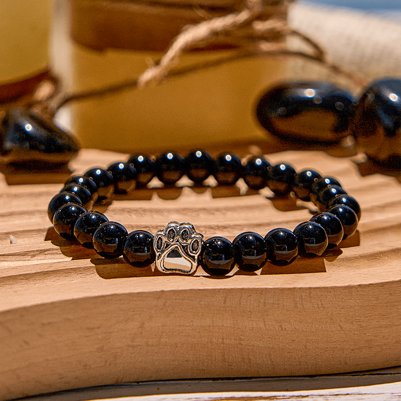 Bracelet pendentif patte de chien en perles de pierre naturelle Olivenorma