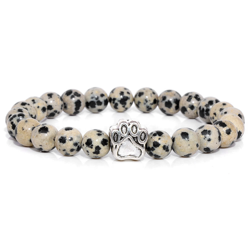 Bracelet pendentif patte de chien en perles de pierre naturelle Olivenorma