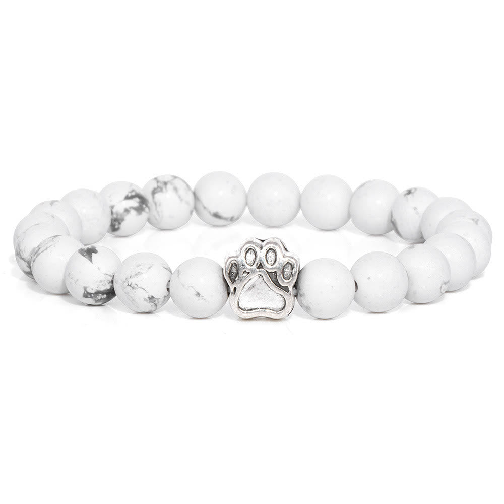Bracelet pendentif patte de chien en perles de pierre naturelle Olivenorma