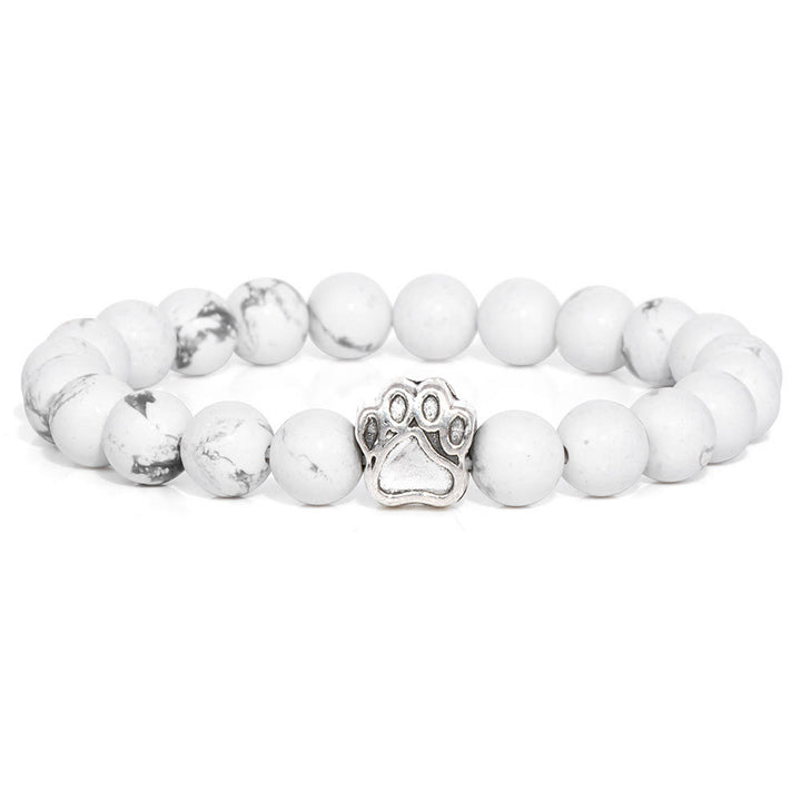 Bracelet pendentif patte de chien en perles de pierre naturelle Olivenorma
