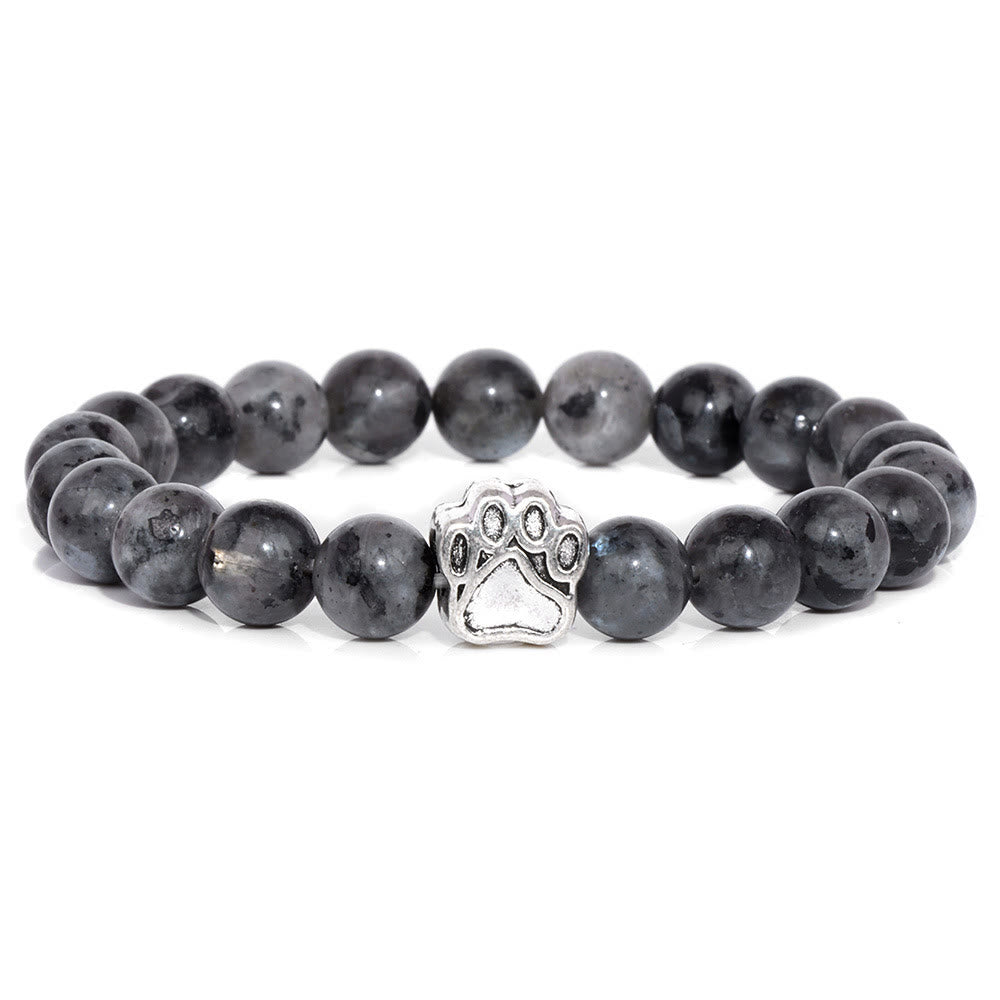 Bracelet pendentif patte de chien en perles de pierre naturelle Olivenorma