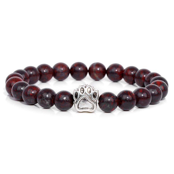 Bracelet pendentif patte de chien en perles de pierre naturelle Olivenorma