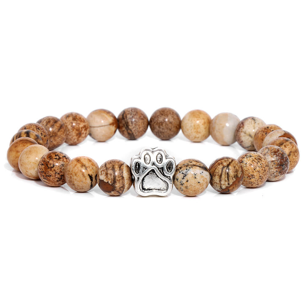 Bracelet pendentif patte de chien en perles de pierre naturelle Olivenorma
