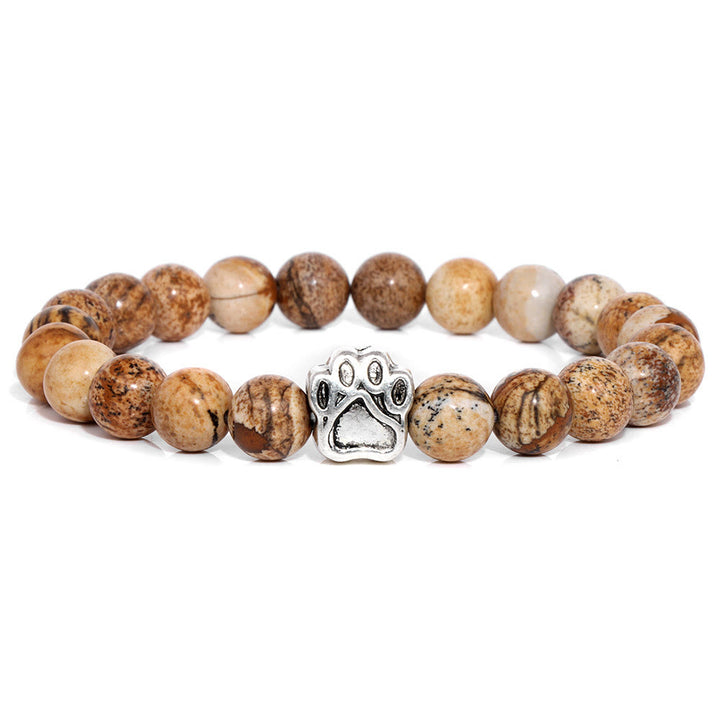 Bracelet pendentif patte de chien en perles de pierre naturelle Olivenorma