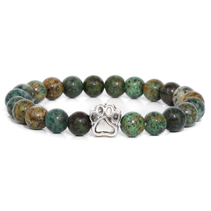 Bracelet pendentif patte de chien en perles de pierre naturelle Olivenorma