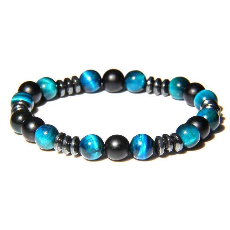 Bracelet en perles d'hématite œil de tigre naturel Olivenorma