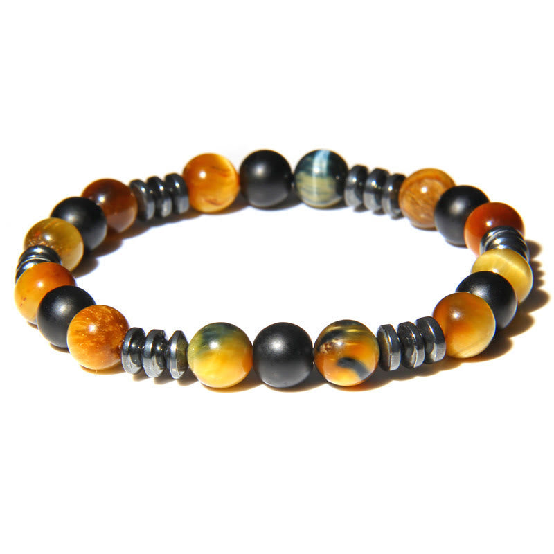 Bracelet en perles d'hématite œil de tigre naturel Olivenorma
