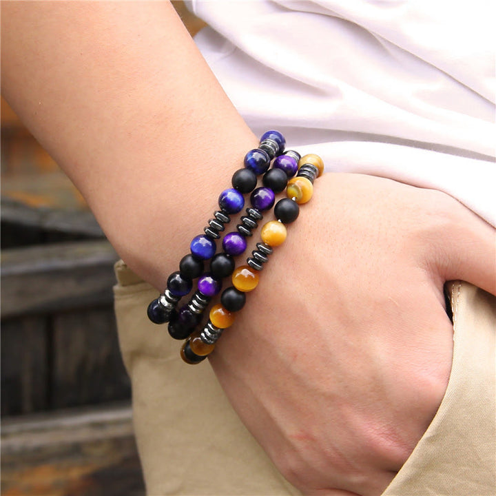 Bracelet en perles d'hématite œil de tigre naturel Olivenorma