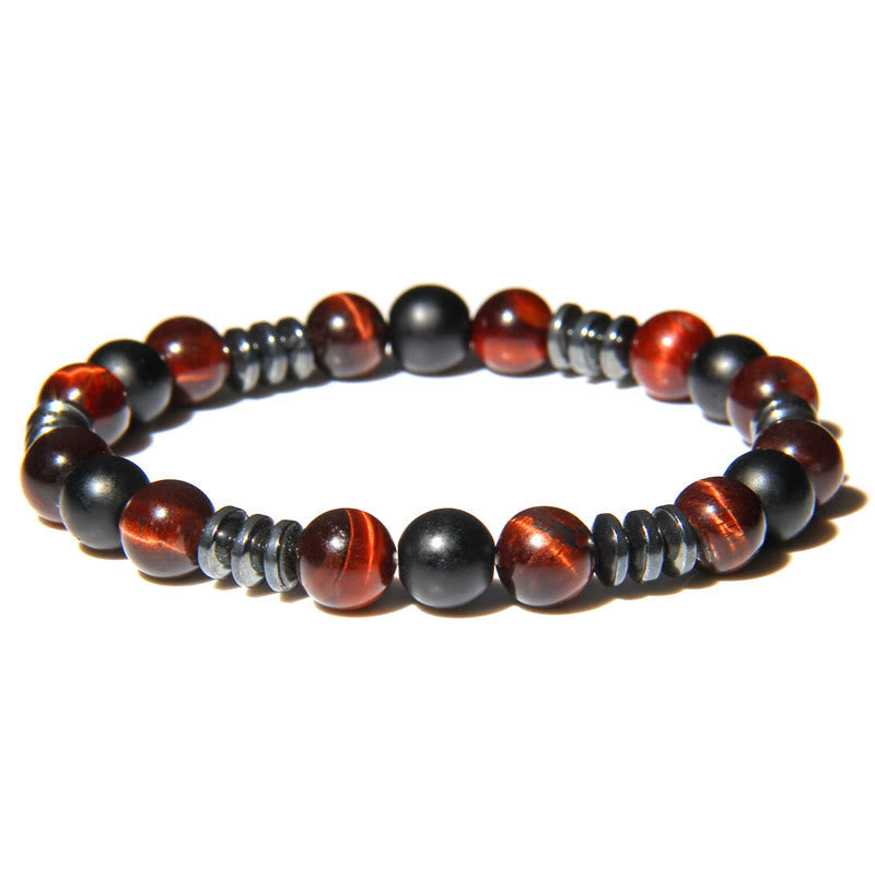Bracelet en perles d'hématite œil de tigre naturel Olivenorma