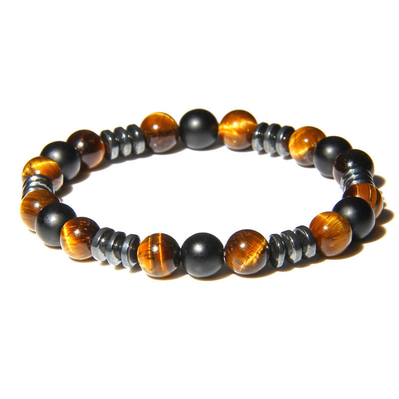 Bracelet en perles d'hématite œil de tigre naturel Olivenorma