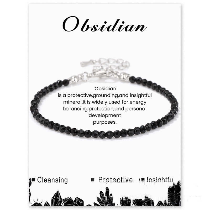 Bracelet Olivenorma en perles à facettes en pierre naturelle de 3 mm