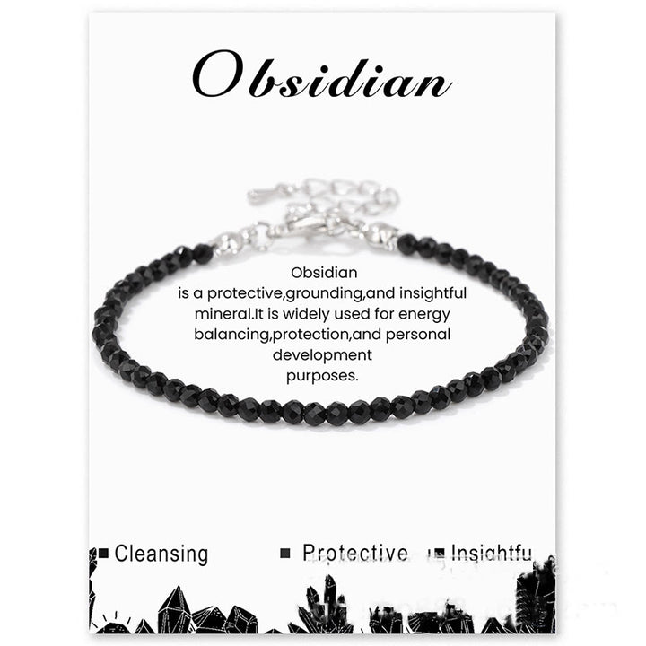 Bracelet Olivenorma en perles à facettes en pierre naturelle de 3 mm
