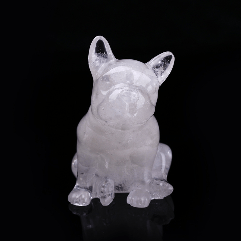 Décoration en pierres précieuses en cristal de bouledogue français Olivenorma - Quartz blanc - image 43