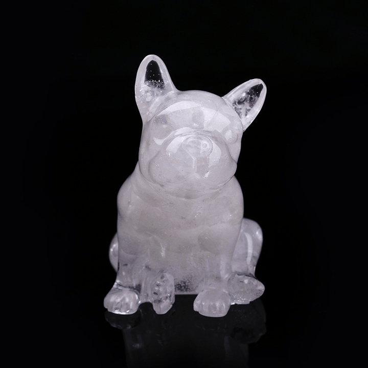 Décoration en pierres précieuses en cristal de bouledogue français Olivenorma - Quartz blanc - image 43