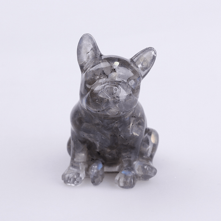 Décoration en pierres précieuses en cristal de bouledogue français Olivenorma - Labradorite - image 31