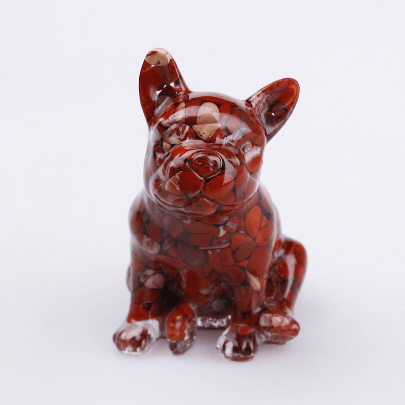 Décoration en pierres précieuses en cristal de bouledogue français Olivenorma - Jaspe rouge - image 22