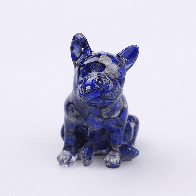 Décoration en pierres précieuses en cristal de bouledogue français Olivenorma - Lapis lazuli - image 39