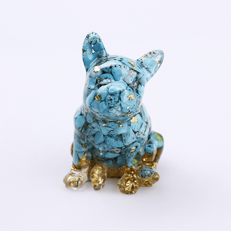 Décoration en pierres précieuses en cristal de bouledogue français Olivenorma - Turquoise - image 33