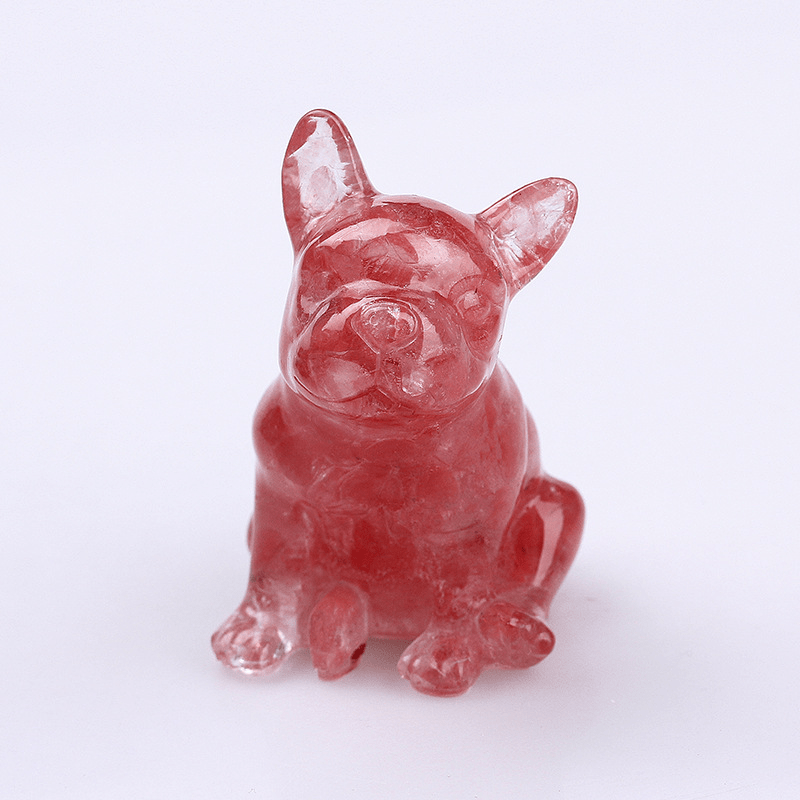 Décoration en pierres précieuses en cristal de bouledogue français Olivenorma - Quartz fraise - image 41