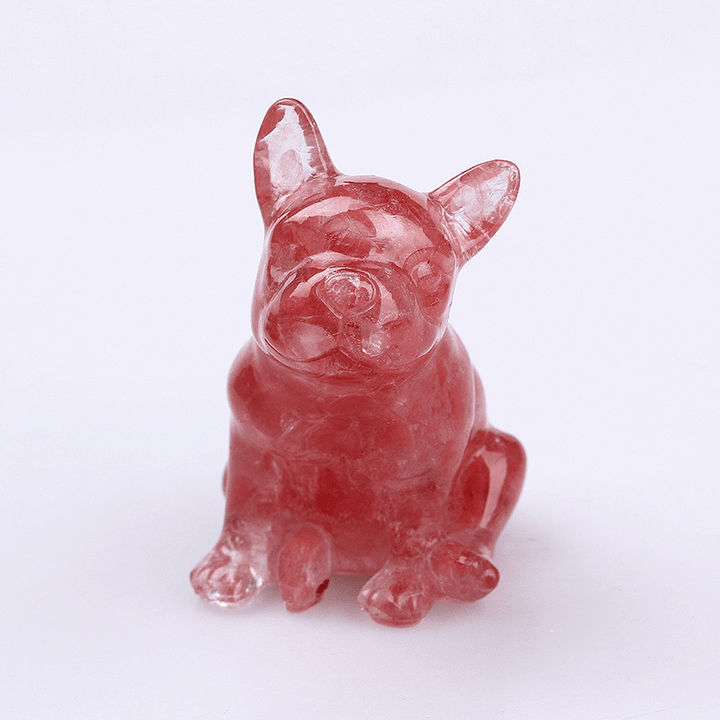 Décoration en pierres précieuses en cristal de bouledogue français Olivenorma - Quartz fraise - image 41
