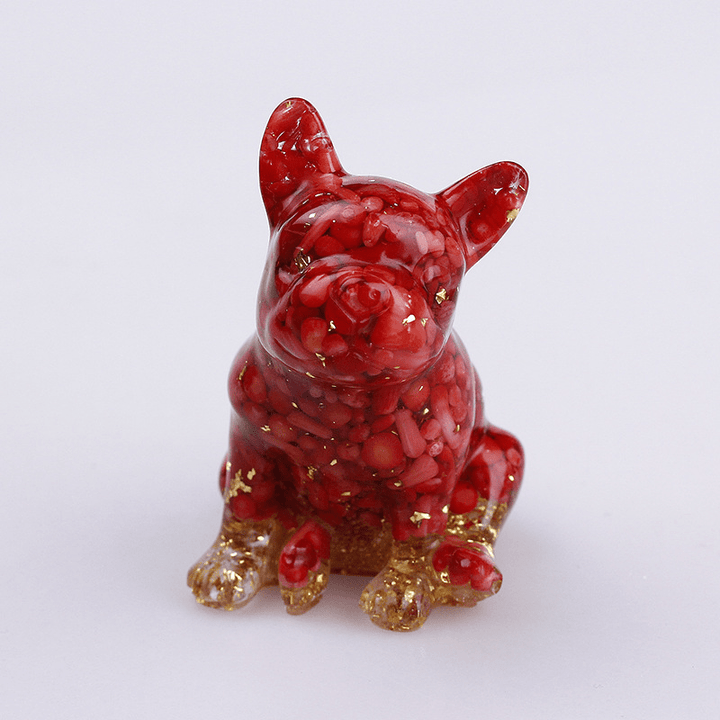 Décoration en pierres précieuses en cristal de bouledogue français Olivenorma - Agate rouge - image 28